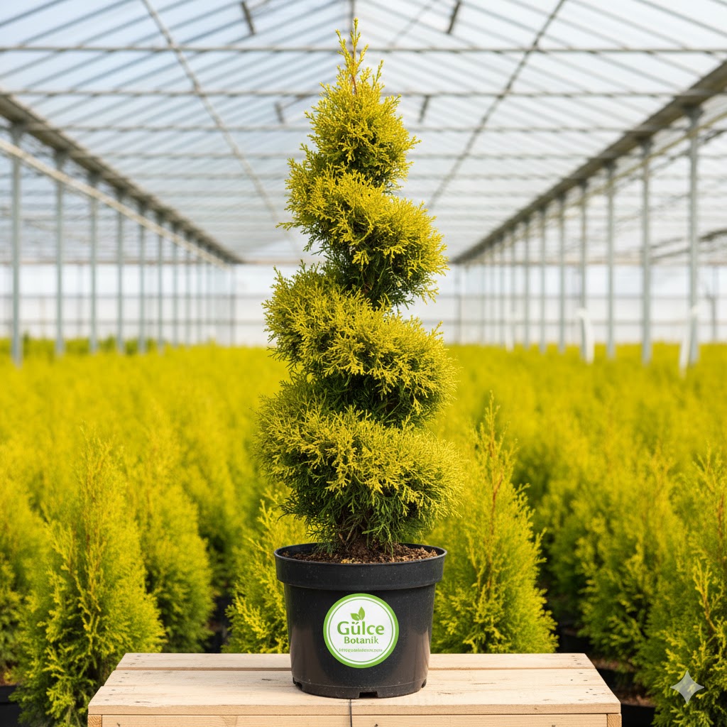 Ponpon Limon Çamı-Servi Cupressus macrocarpa Goldcrest Spiral